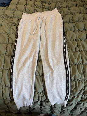 Reebok Gray Sweatpants with Black Logo Tape